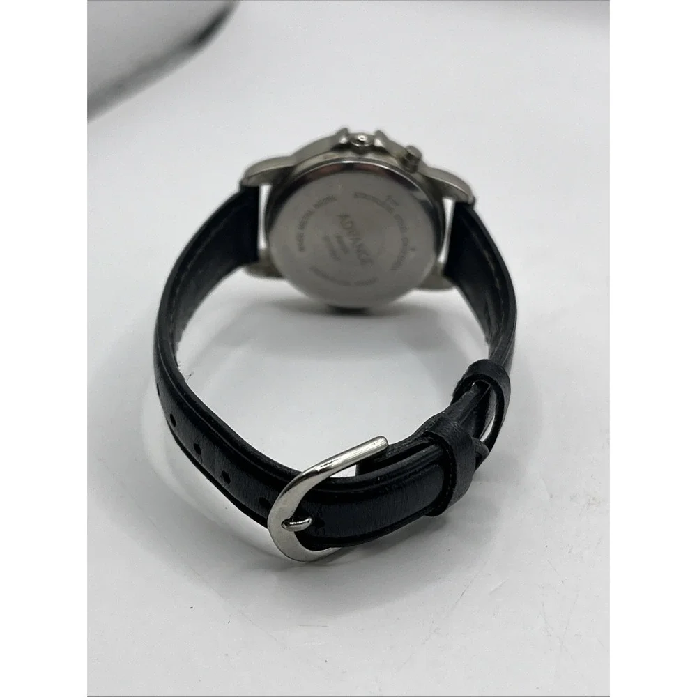 Advance Night Light Women's‎ Quartz Watch Black Leather Band- New Battery
